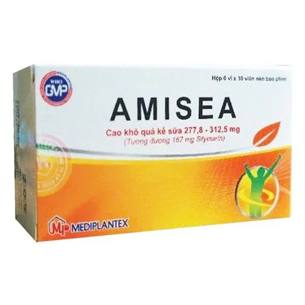 Amisea 167mg Medilantex (H/60v) - Thuốc hỗ trợ điều trị viêm gan mạn tính, xơ gan (6 vỉ x 10 viên)